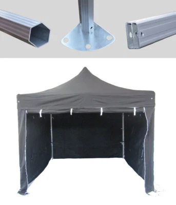 MCD Pop 50mm Black Industrial Pop Up Gazebo 3m x 3m Easy Up Market Stall W/S - Image 1 of 4