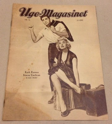 Ruth Roman Steve Cochran B&W Front Cover Original Vintage Danish Magazine 1952 - Image 1 of 4