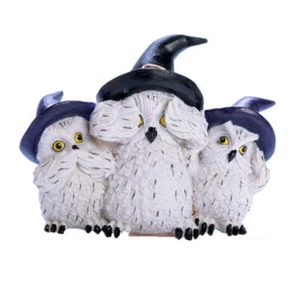 3 Wise Snowy Owls Feather Texture Black Fleck Details Look Sturdy Luxurious - Picture 1 of 3