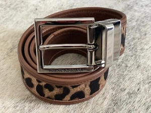Dolce Gabbana Leopard Brown Leather Luxury Celebrity Logo Belt Made In Italy - Picture 1 of 12