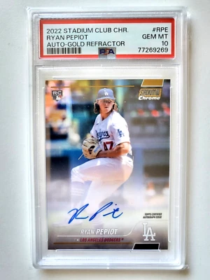 2022 Topps Stadium Club Chrome Gold Ref Auto /50 Ryan Pepiot Rookie 🔥 PSA 10 - Image 1 of 2