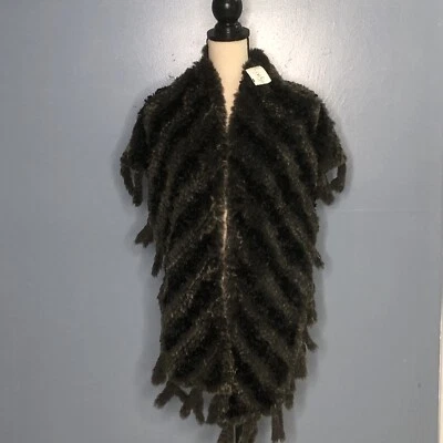 SACKS FIVE AVENUE - Chal gris mezcla de piel genuina nuevo con etiquetas talla única Foto 1 de 4