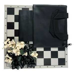 Turnierschachset dreifach gewichtete Bretttasche in schwarzer Farbe NEU - Bild 1 von 5