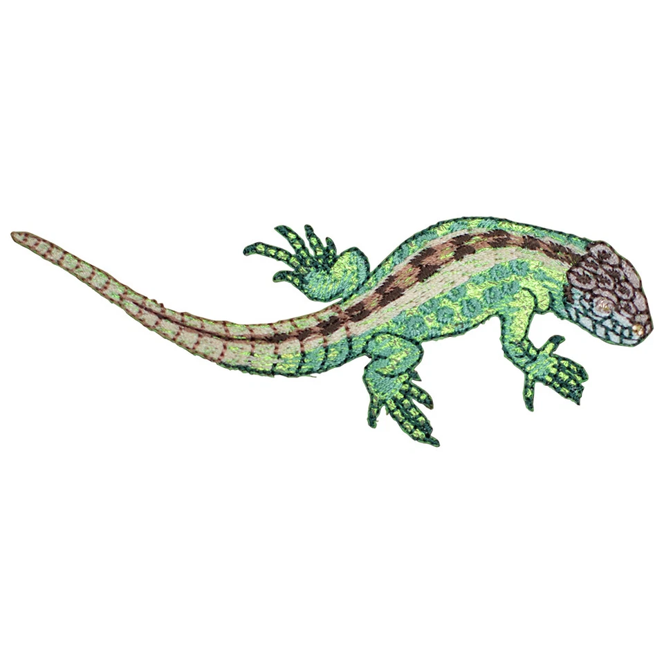 Lizard Applique Patch - Shimmery Reptile Embroidered Badge 4" (Iron Or Sew On) - Image 1 of 1