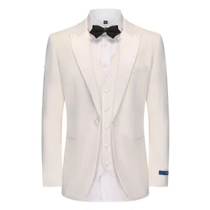 Men's Slim-Fit 3PC Satin Peak Lapel Tuxedo - Picture 1 of 8