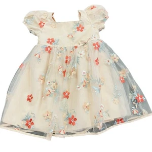 Christian Siriano Embroidered Organza Dress Girls 4 Peach Summer - Picture 1 of 6