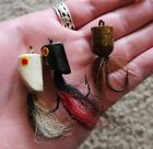 Vintage Cork Fly Fishing Popper Hand-painted set of 3 Various Colors