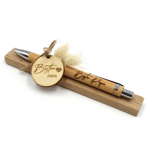 Holz Kugelschreiber Bambus Stift mit Gravur Geschenkidee Geschenk 02 Beste Papa - Bild 1 von 5