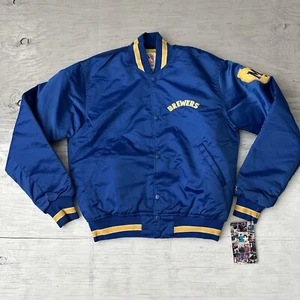Vintage 90s NEW W/ Tags Starter MLB Milwaukee Brewers Satin Jacket Size Medium - Picture 1 of 16