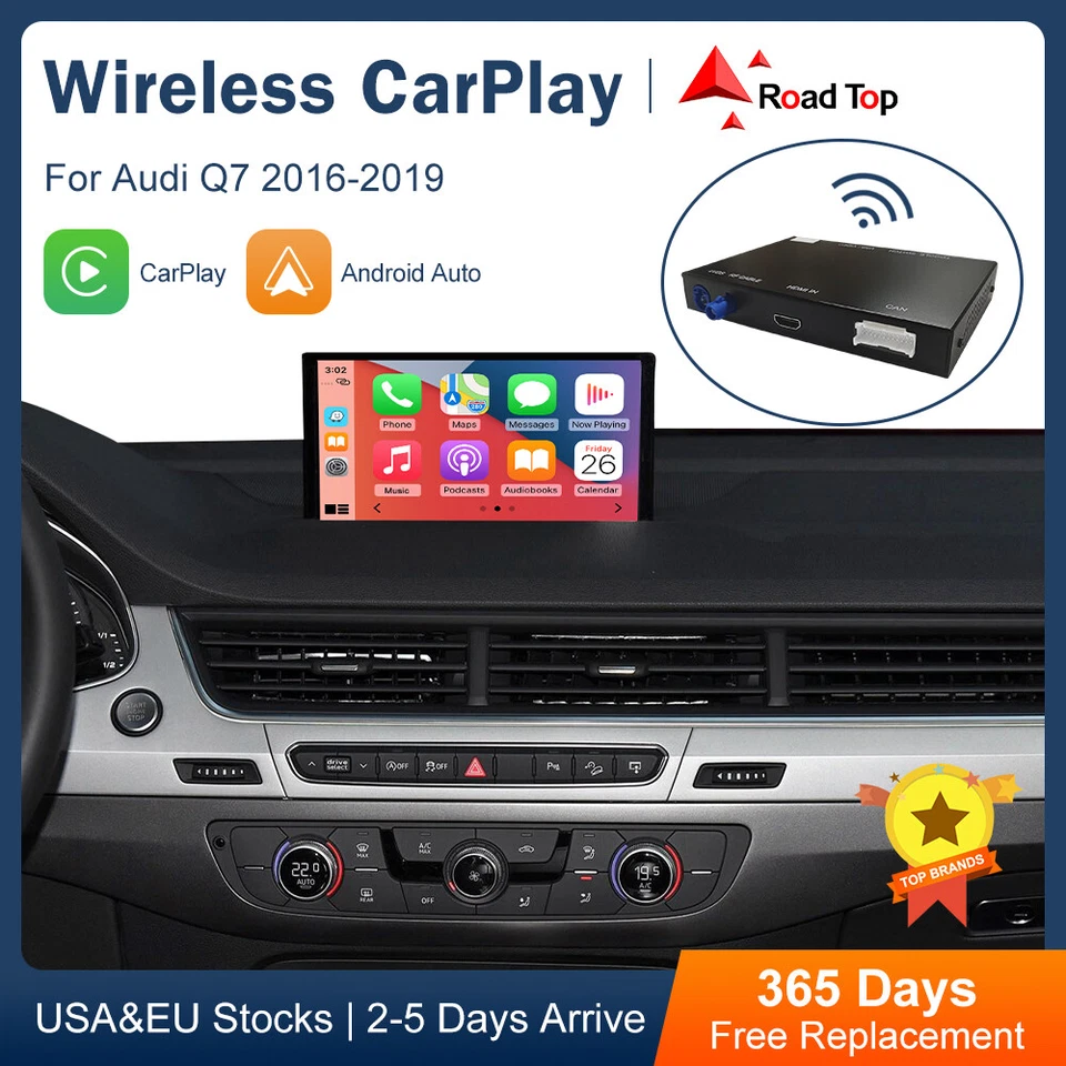 Wireless Carplay Android Auto Interface Car Retrofits Kit For Audi Q7 2016-2019 - Image 1 of 4