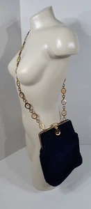 Vintage Blue Suede Leather Crossover Body Purse Made In Italy - Picture 1 of 12