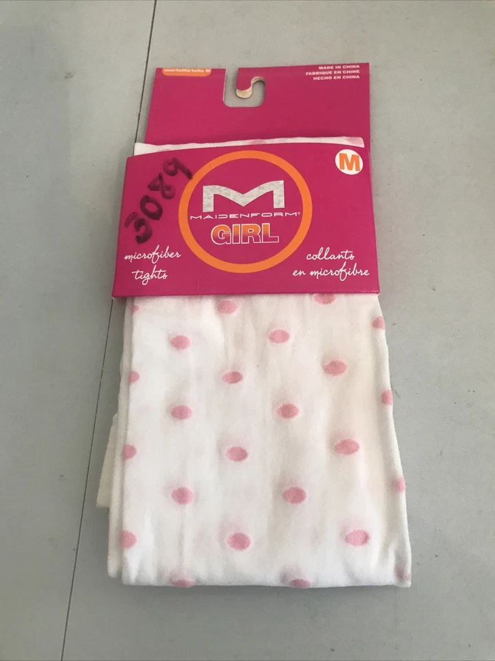 Medias de microfibra Maidenform Girl blancas con puntos rosas medianas Ret$9 (5hmbx-131-8) Foto 1 de 4
