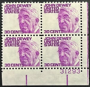 US Prominent Americans, Scott 1291a, 30c John Dewey, P.B. of 4, Tagged, MNH, VF - Picture 1 of 2