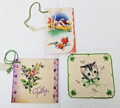 Tarjetas de puntuación Bridge Tally etiquetas casa gato flores usadas vintage 1950 Foto 1 de 4
