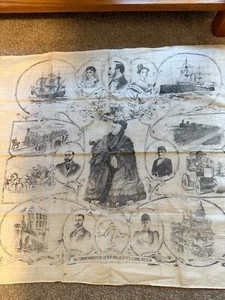 Antique Pictorial Queen Victoria Commemorative Handkerchief - Picture 1 of 17