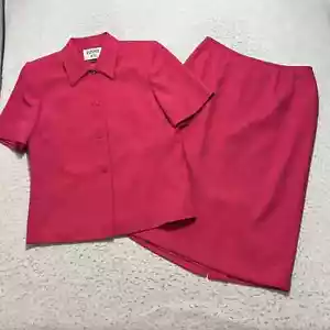 Kasper ASL Women's 4 Short Sleeve Blazer + Skirt Suit Set Hot Pink Barbiecore - Picture 1 of 17