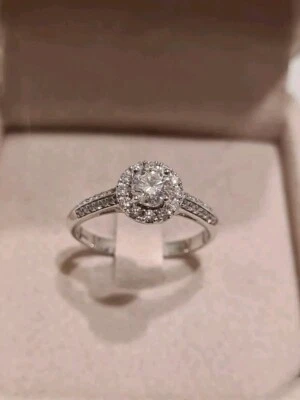 Anillo de compromiso de diamantes brillantes de 0,3 quilates de oro blanco de 1/3 talla 6 CERTIFICADO GIA  Foto 1 de 4