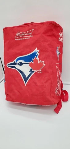 Red Budweiser Toronto Blue Jays Baseball Cooler Backpack Bag 24 Can Insulated Cover