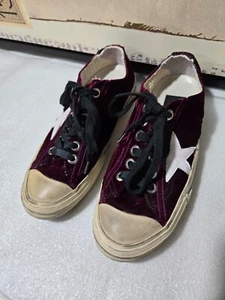 Golden Goose Women's GGDB Sneakers VSTAR2 Velvet low top Burgundy Size 37 US 7 - Picture 1 of 15
