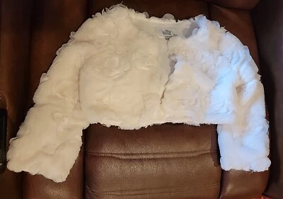 BADGLEY MISCHKA Girl's Size L Ivory Faux Fur Belle Bolero #6 - Image 1 of 4