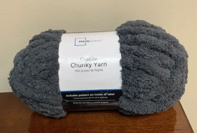 Mainstays Chunky Chenille Yarn 31.7 100% Polyester Super Bulky Charcoal - Image 1 of 3