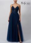 Mascara Mc11313 size 4 navy blue Evening Dress Boned Bodice tulle Gown BNWT