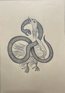 Dibujo Original Ryta Halloween Arte Cisne Animales Serpiente Horror Naturaleza Ave - Imagen 1 de 1