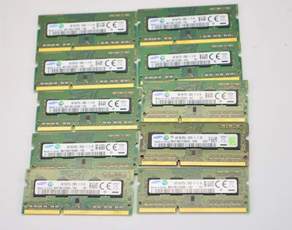 Lote de 10 Memoria RAM para Laptop Samsung 4GB 1Rx8 PC3L-12800S-11-13-B4 DDR3 Foto 1 de 2