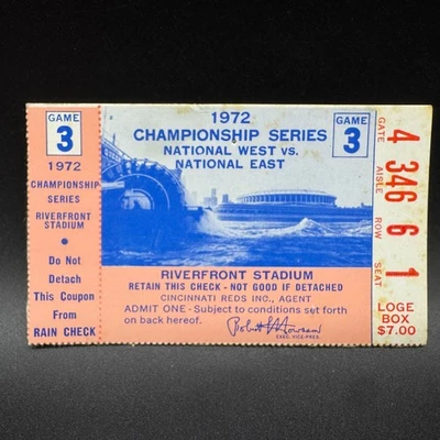 Boleto del Juego 3 1972 NLCS, Cincinnati Reds vs. Pittsburgh Pirates - Clemente Foto 1 de 2
