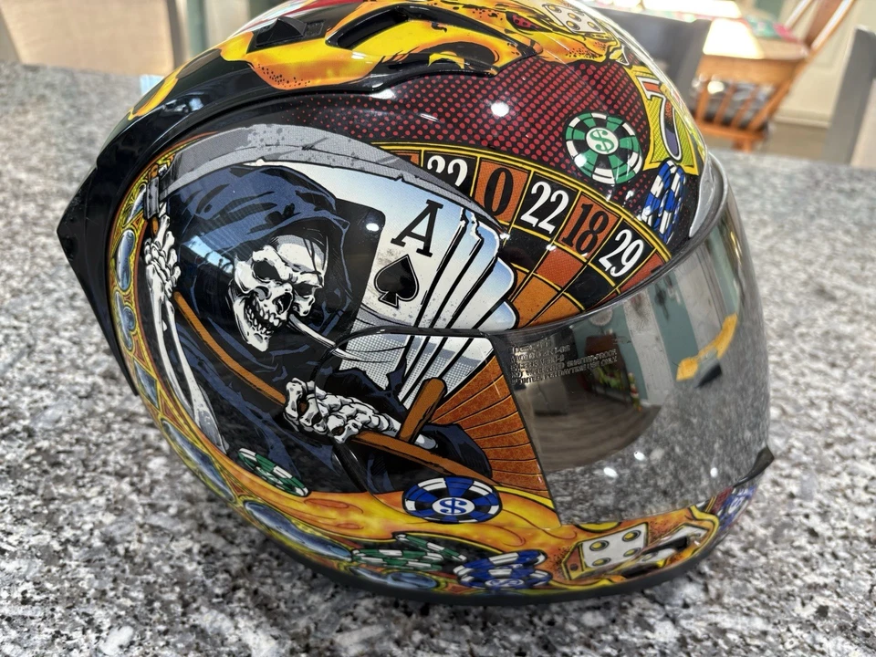 Icon Alliance Lucky Lid/Capacete de Rosto Completo/Viseira Espelhada/Grim Reaper/Tamanho XL - Imagem 1 de 4