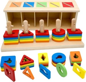 Montessori Wooden Sorting Stacking Toys Color Recognition Shape Sorter... - Picture 1 of 6