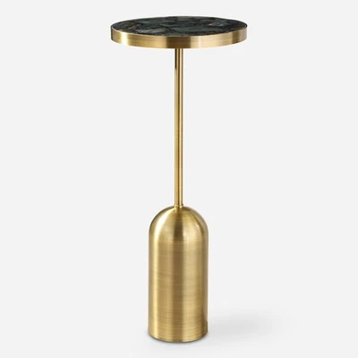 Uttermost 24173 Pascal 10" Diameter Marble Top Steel Accent Table - Brass - Image 1 of 4