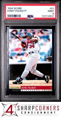 1994 SCORE #21 KIRBY PUCKETT TWINS HOF POP 4 PSA 9 - Image 1 of 3
