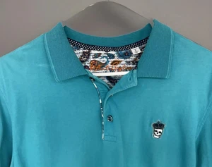 Robert Graham Men's The Player Knit Polo Shirt Size Large Aqua Blue - Picture 1 of 7