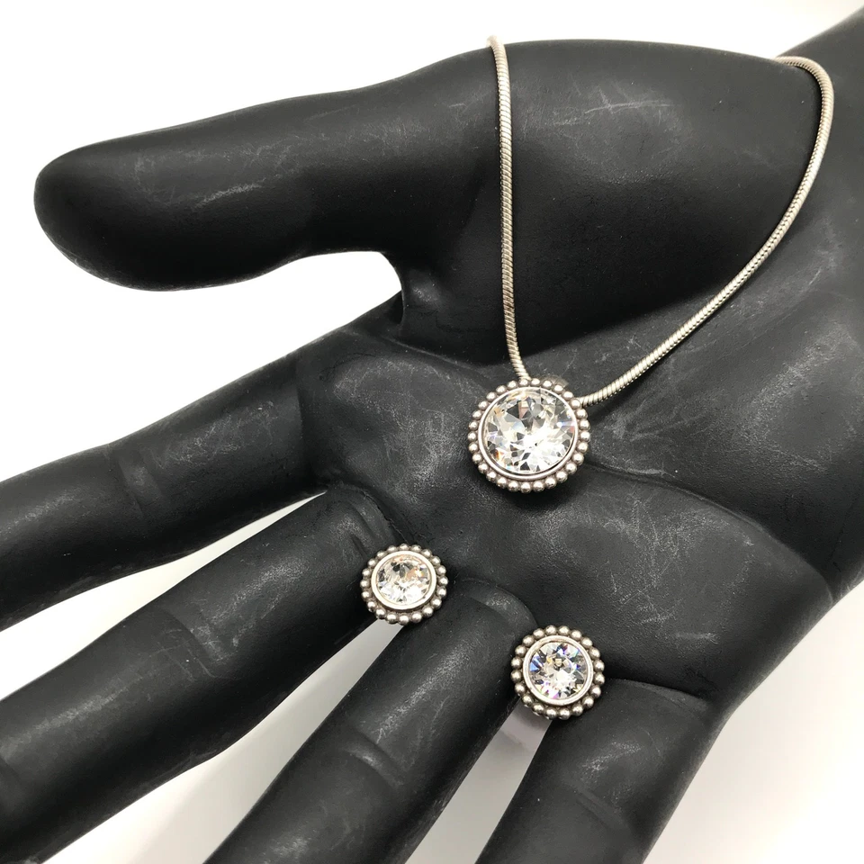 Lote de collar y pendientes Brighton colgante de cristal brillante placa de plata cadena serpiente Foto 1 de 4