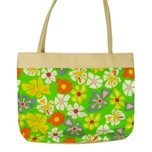 Vintage Barbie Tropical Hawaiian Tote Bag Shoulder Bag Lime Green Hibiscus - Picture 1 of 6