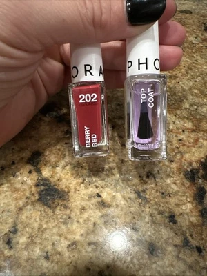 Esmalte de uñas Sephora 202 Berry Red + Top coat Foto 1 de 2