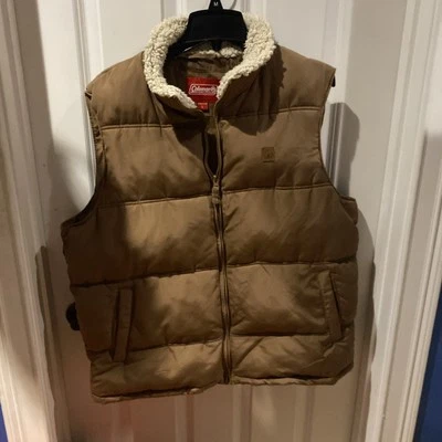 Coleman Men's Insulated Puffer Vest With Sherpa Collar-Brown/Khaki Size Large - Image 1 of 4