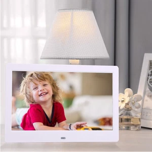 10 HD Screen Digital Photo Frame Alarm Clock MP3/4 Movie Player (White ) - Picture 1 of 12
