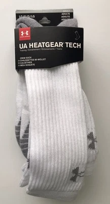 4 pares de calcetines Under Armour LG Heatgear Tech Crew para hombre 9-12,5 para mujer 11-12 blancos Foto 1 de 4