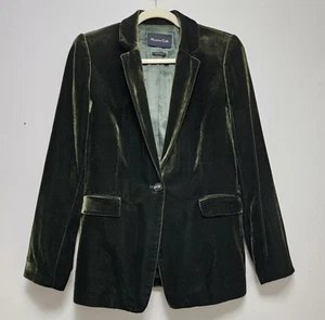 Massimo Dutti Green Velvet Blazer Sz 6 - Picture 1 of 21