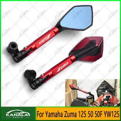 RED CNC Rear View Mirrors Blue Anti-glare For Yamaha Zuma 125 50 50F YW125 New - Image 1 of 4