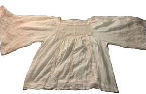 Anthropologie Tissue Baumwolle Größe 4 Spitze Netz bestickt Fee Bauernbluse - Bild 1 von 8