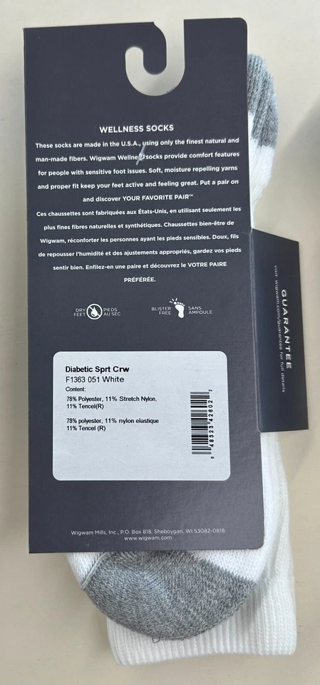 Calcetines deportivos para diabéticos WIGWAM - blancos Foto 1 de 1