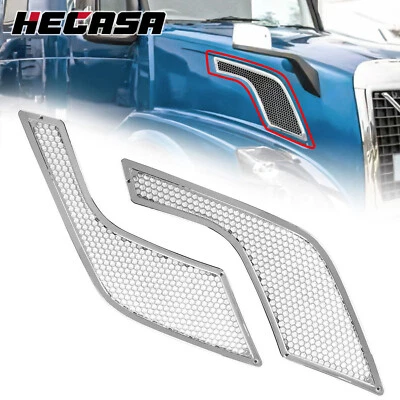 Juego de parrilla de ventilación lateral para capó izquierdo + derecho cromado para Volvo VNL 2004-2016 Foto 1 de 4