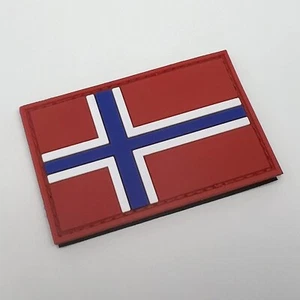 Norway Flag 3.25x2” Rectangle Rubber Tactical Patch Stitched Norwegian Oslo - Picture 1 of 6