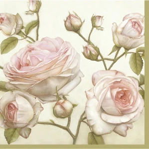 20 Serpientes de Papel ROSAS DE BELLEZA Decoración DECOUPAGE DE COLECCIÓN SHABBY CHIC - Almuerzo - Imagen 1 de 3