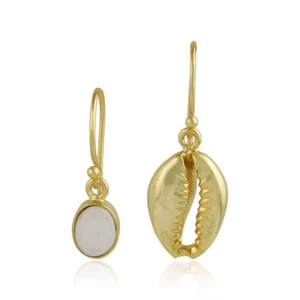 Cowrie Shell Designer Mother Of Pearl Gemstone 925 Silver Earrings Jewelry - Picture 1 of 3