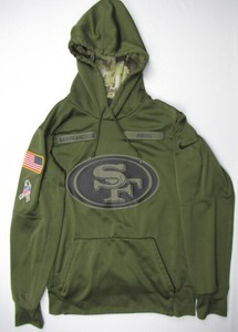 men's san francisco 49ers nike tan 2019 salute to service sideline therma pullover hoodie