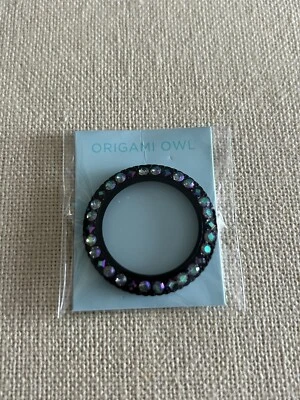 Origami Owl Grande Negro Cara Torcida con Brillo Paraíso y Cristales Escarabajo "NUEVO EN PAQUETE" Foto 1 de 4